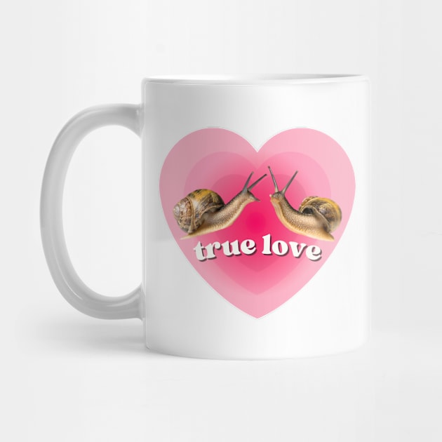 Pink Heart Two Snails in True Love. Funny Weird Gift for Snail Lovers by Flourescent Flamingo